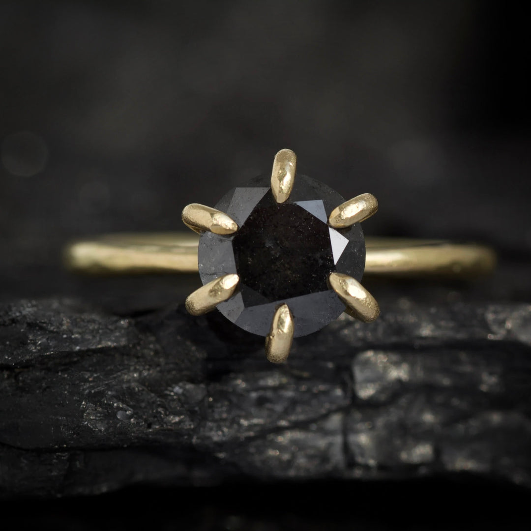 6 prong black diamond ring