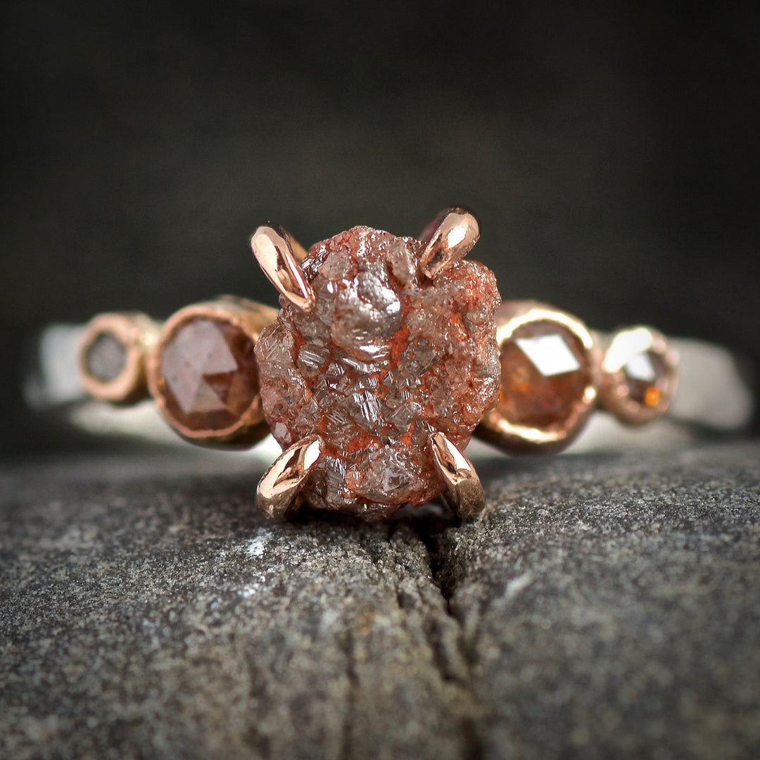 Rusty brown diamond ring