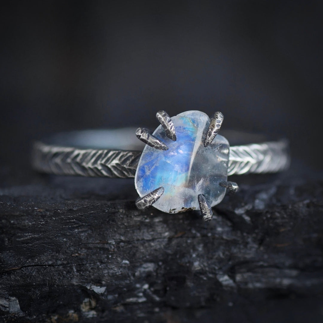 Rainbow moonstone ring