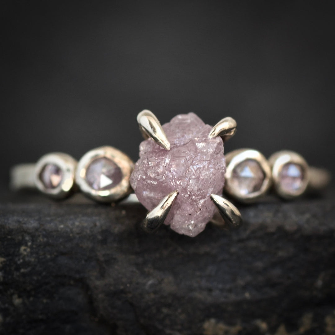 Raw pink diamond ring
