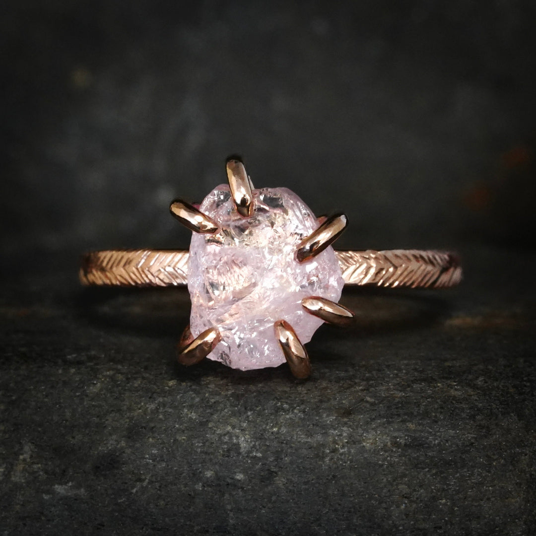 Raw Morganite Engagement Ring