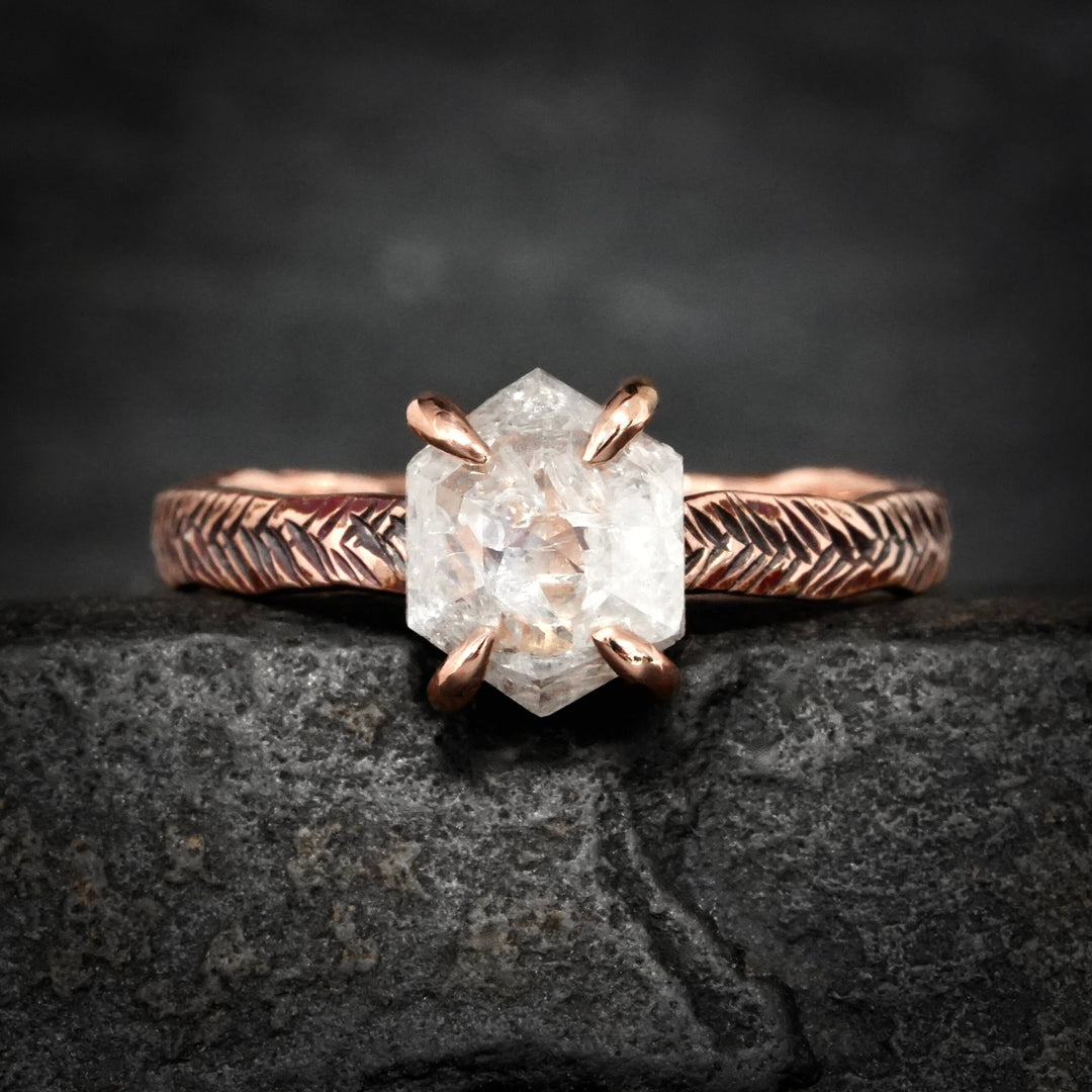 White Hexagon Diamond Ring