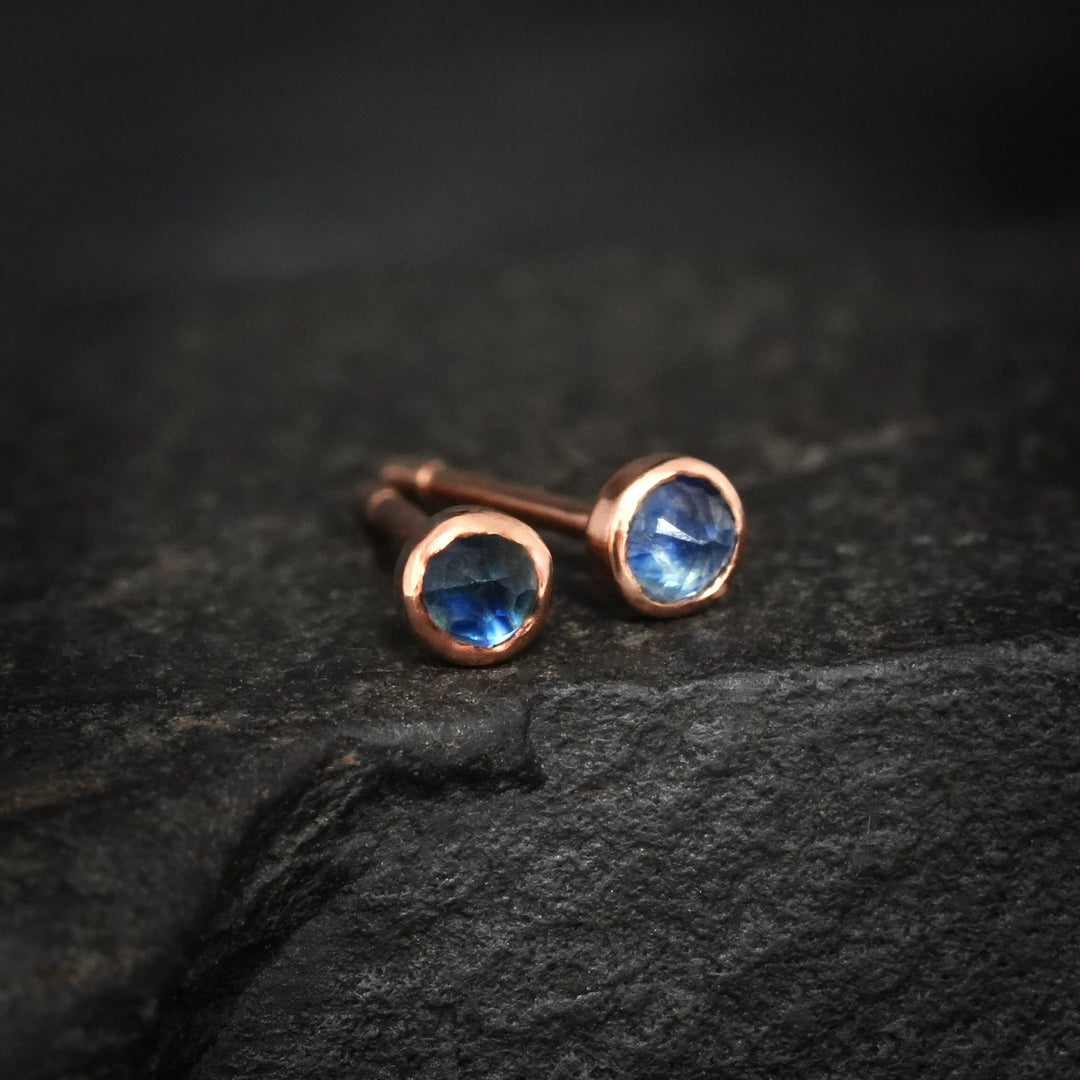 Tiny Blue Sapphire Stud Earrings