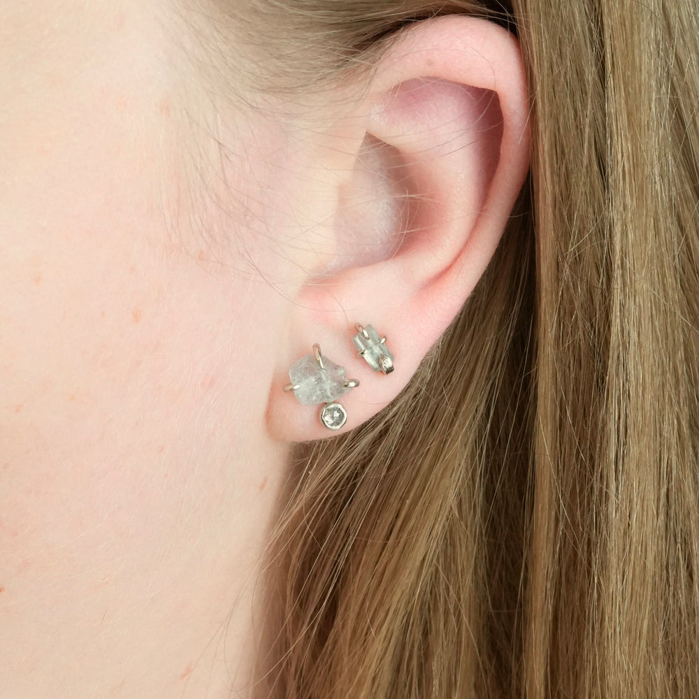 RTS 14k White Gold Raw Aquamarine Studs