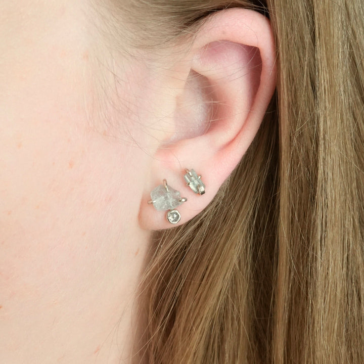 RTS 14k White Gold Raw Aquamarine Studs