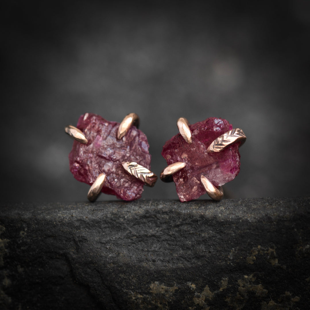 RTS 14k Rose Gold Ruby Studs