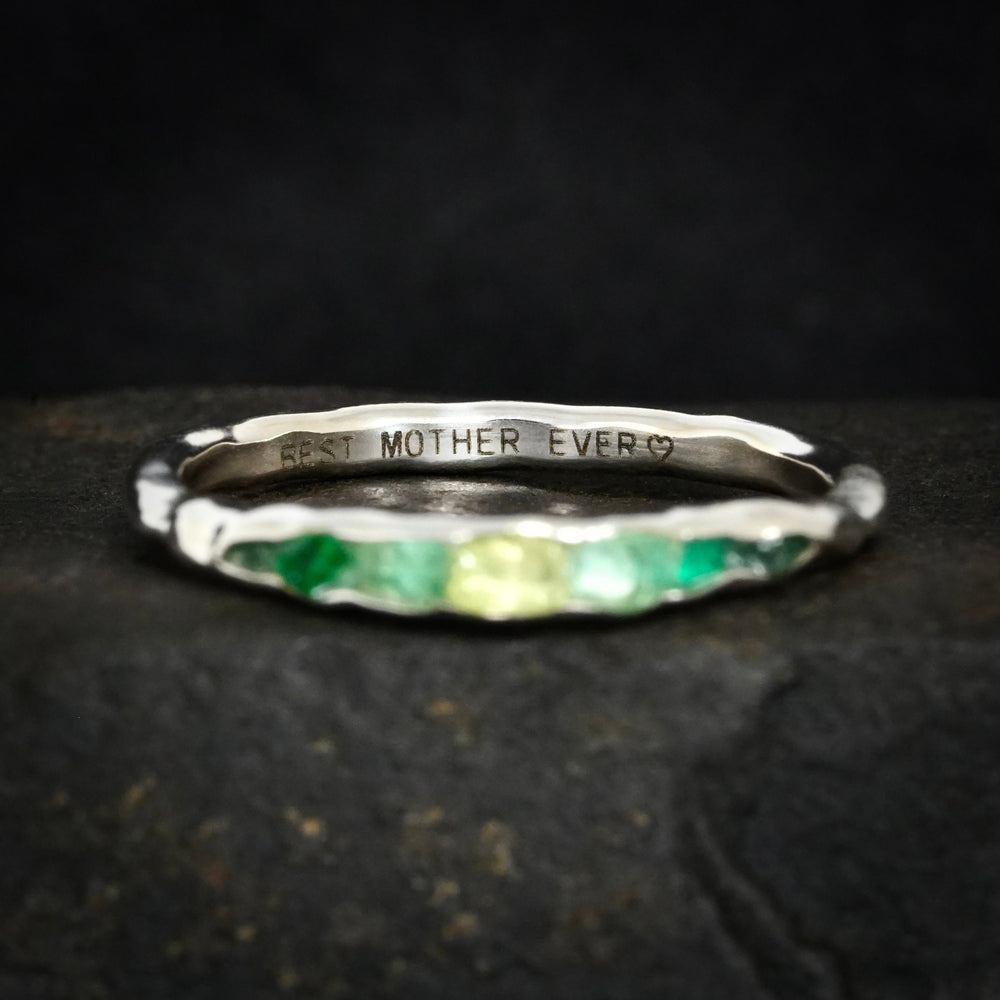 CUSTOM Raw Personalised Birthstone Mother's Ring with Personalised Engraving