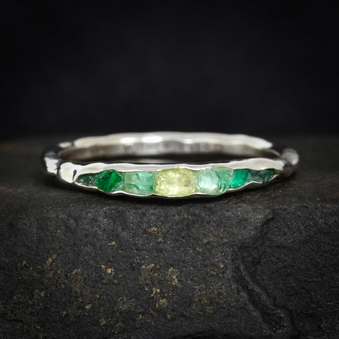 CUSTOM Raw Personalised Birthstone Mother's Ring with Personalised Engraving