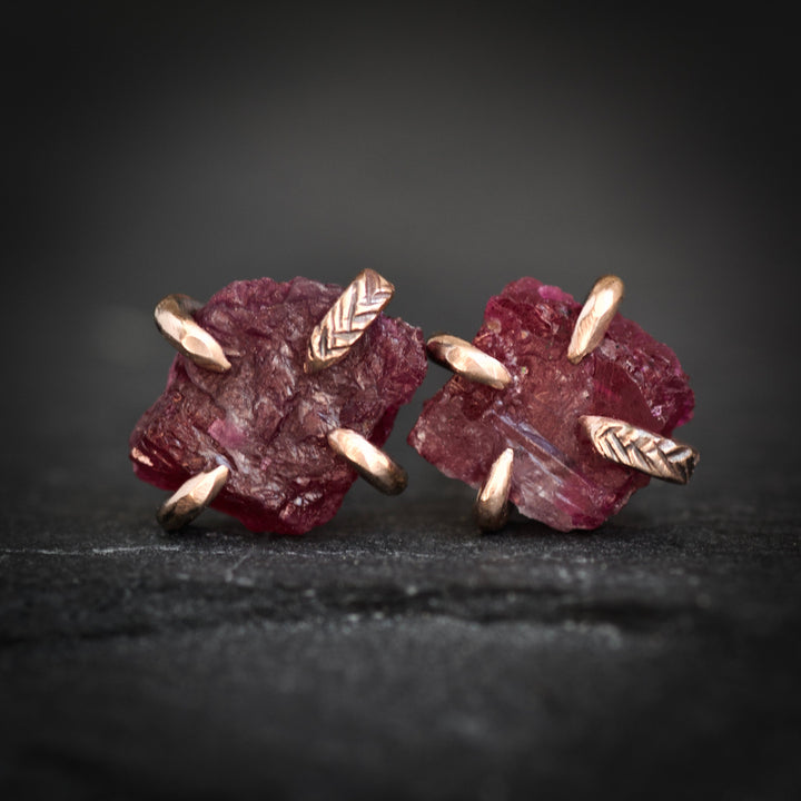RTS 14k Rose Gold Ruby Studs