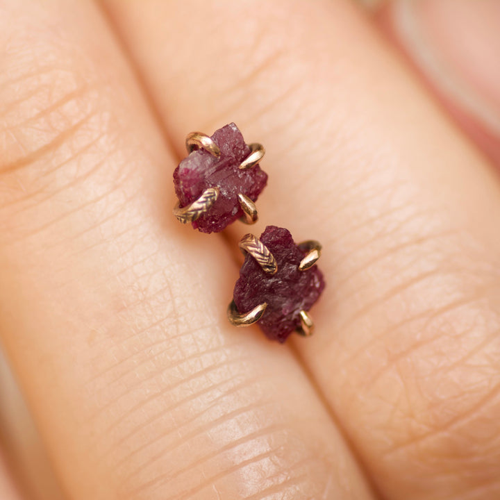 RTS 14k Rose Gold Ruby Studs