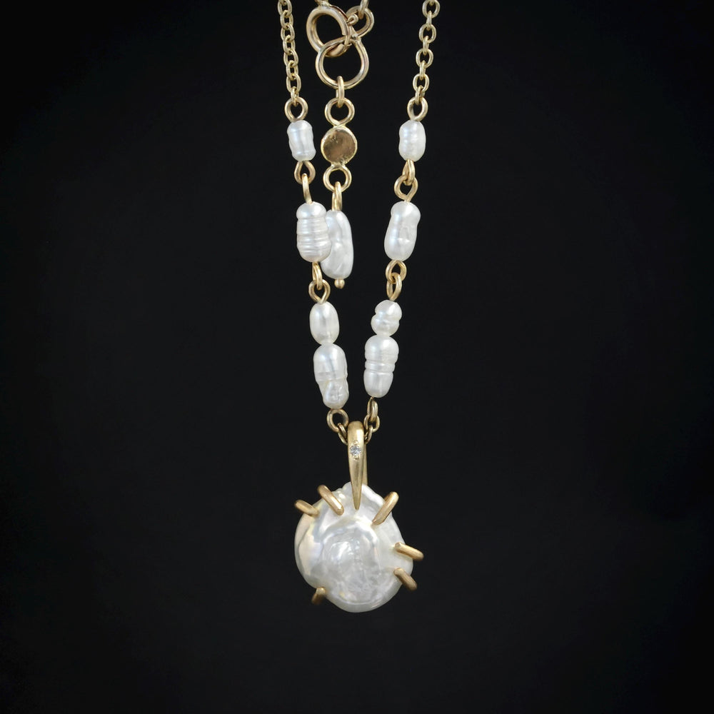 RTS 14k Yellow Gold Pearl Necklace