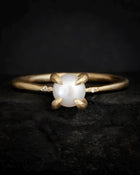 Delicate Matte Gold Pearl Ring