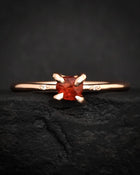 Tiny Raw Orange Garnet Ring