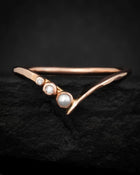 Asymmetrical Dainty Pearl Wave Ring