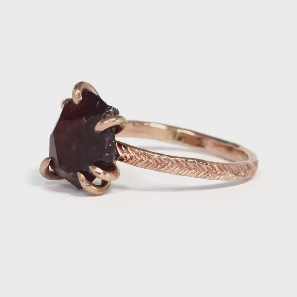 LIMITED EDITION Rare Unique Raw Brown Uncut Garnet Ring