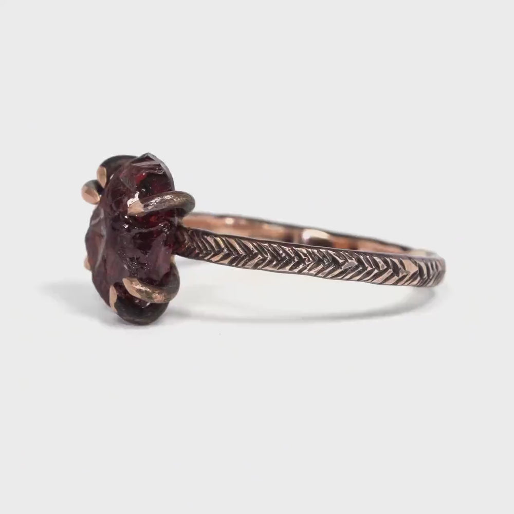 Raw Almandine Garnet Ring
