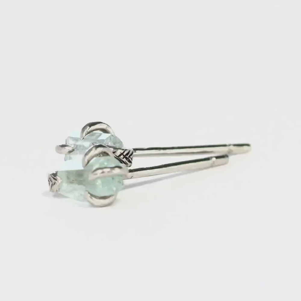 Raw Aquamarine Crystal Studs