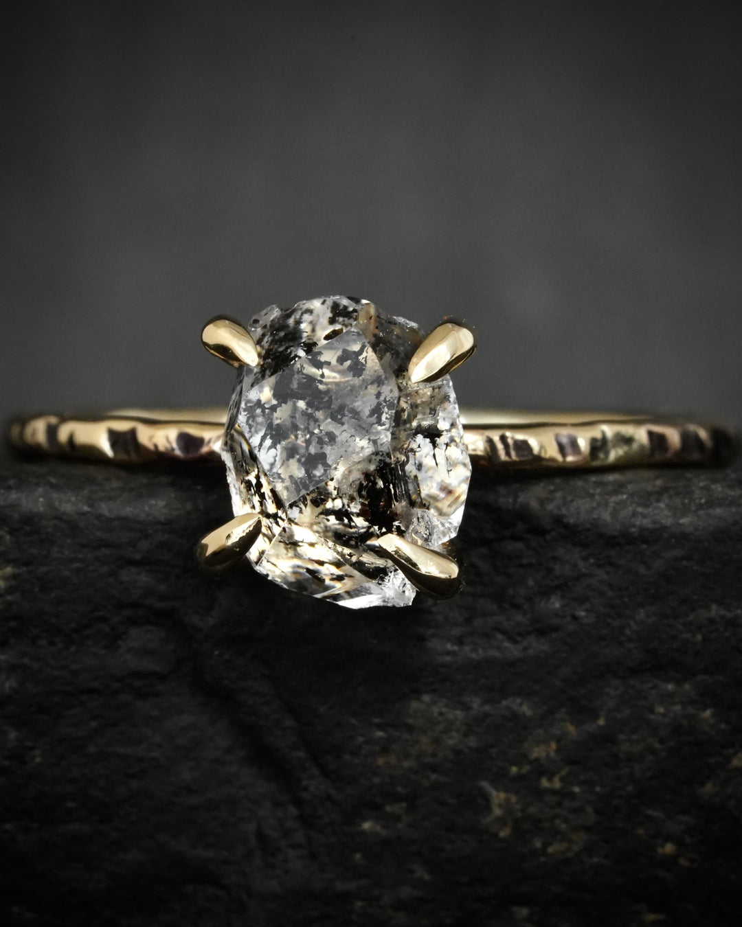 Rustic Black Spot Herkimer Ring