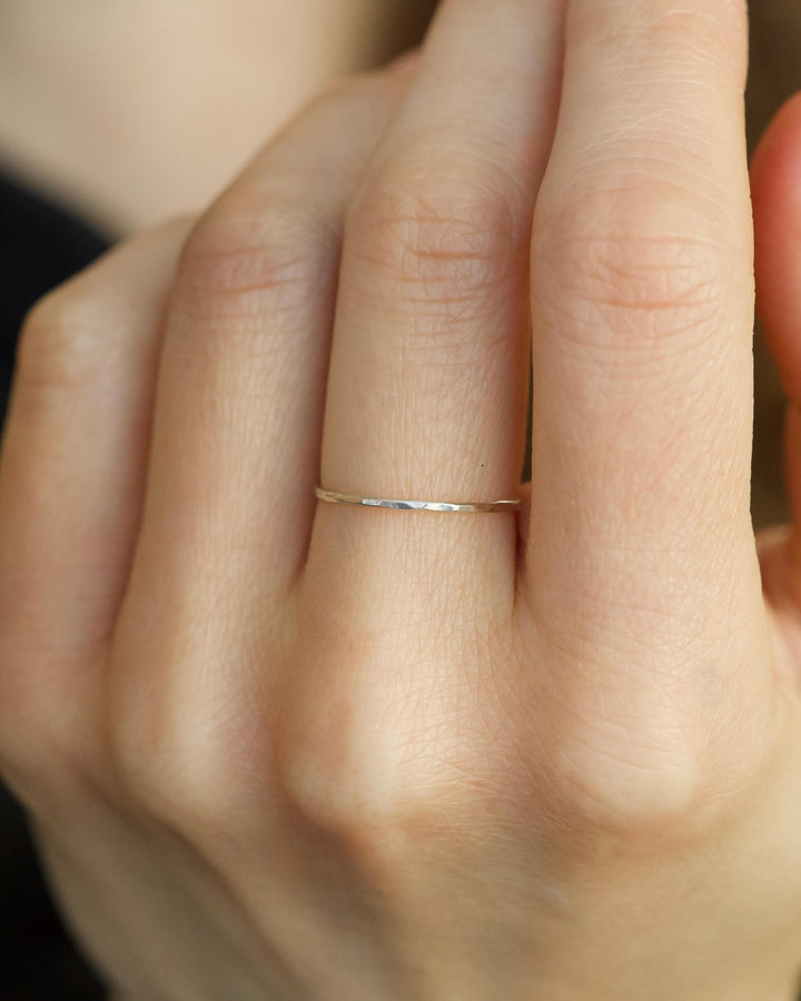 1mm Extra Slim Hammered Ring