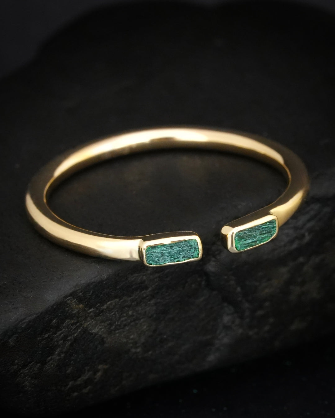 Adjustable Raw Malachite Gold Ring