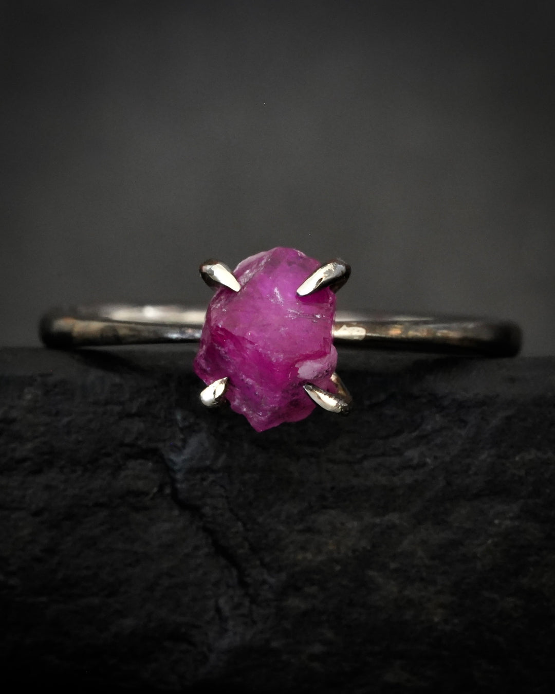 Rustic Raw Ruby Crystal Ring
