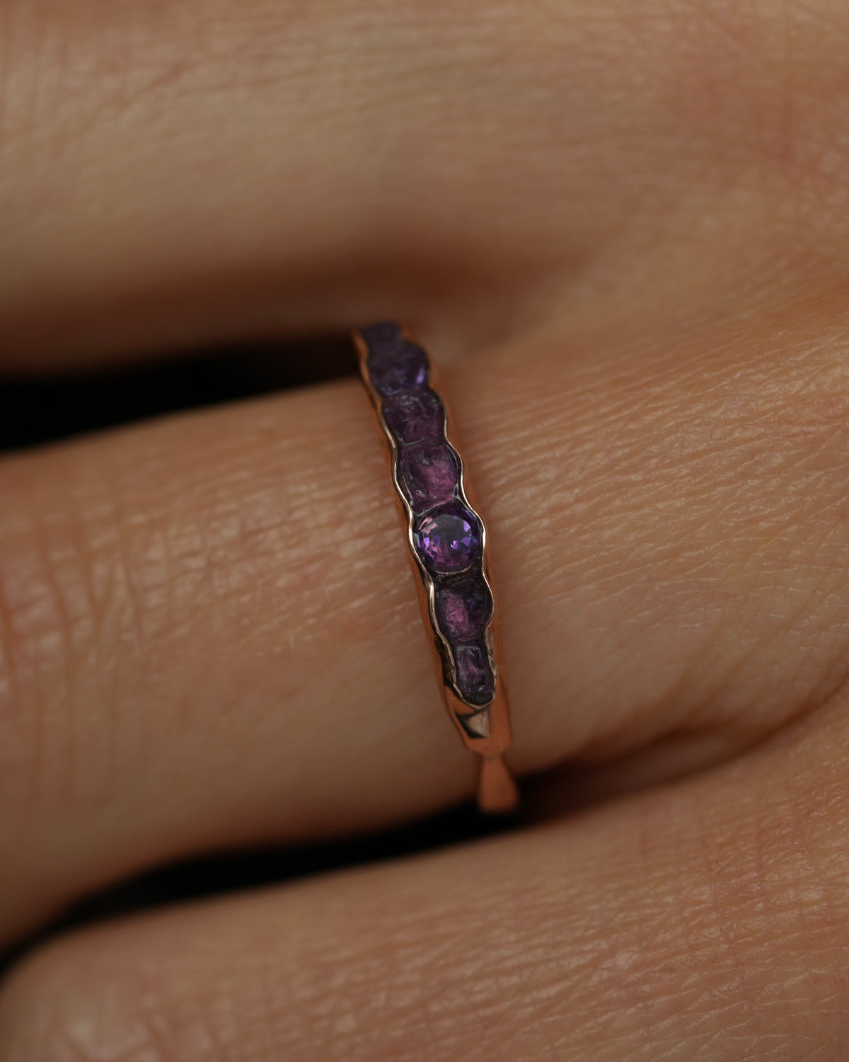Raw and Brilliant Cut Amethyst Band Ring
