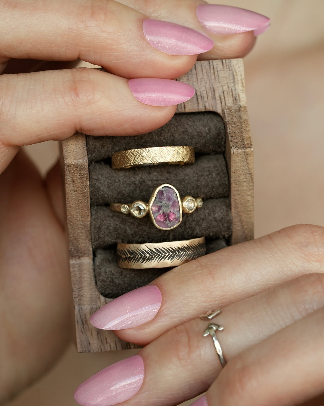 Textured Gold Wedding Band Ring