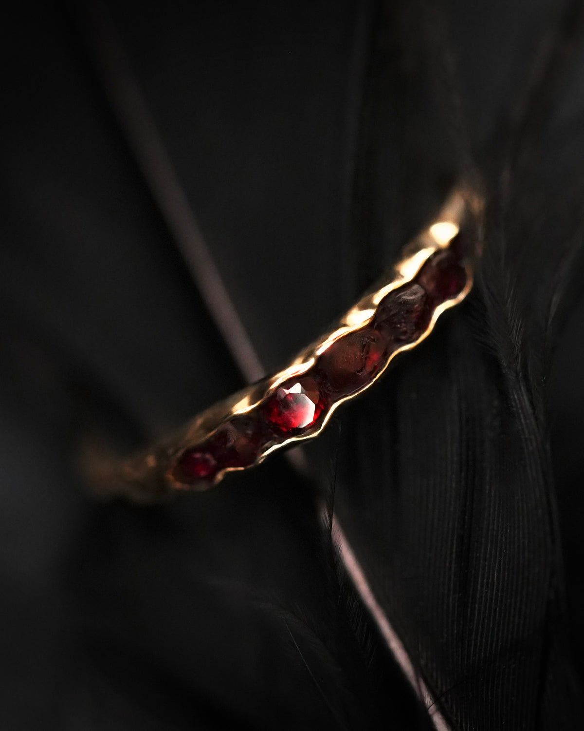 Raw Pyrope Garnet and Brilliant Cut Garnet Ring