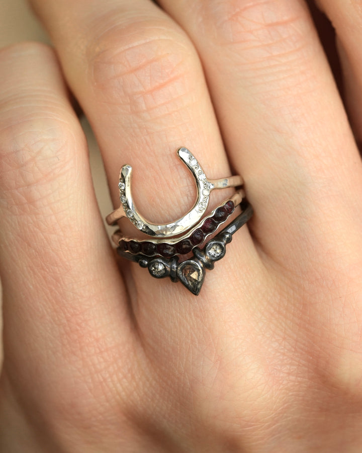 Raw Czech Garnet Wave Ring