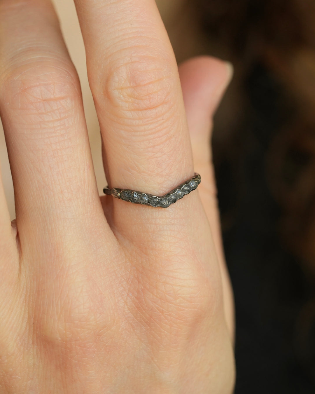 Raw Grey Diamond Wave Ring
