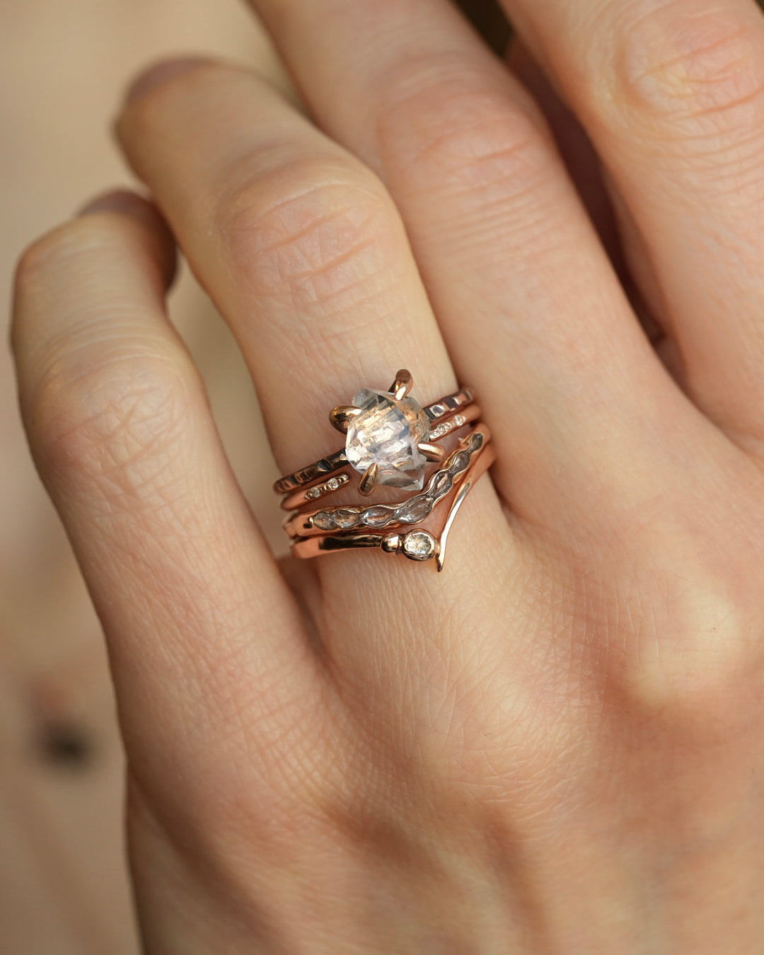 Herkimer Diamond Wave Ring