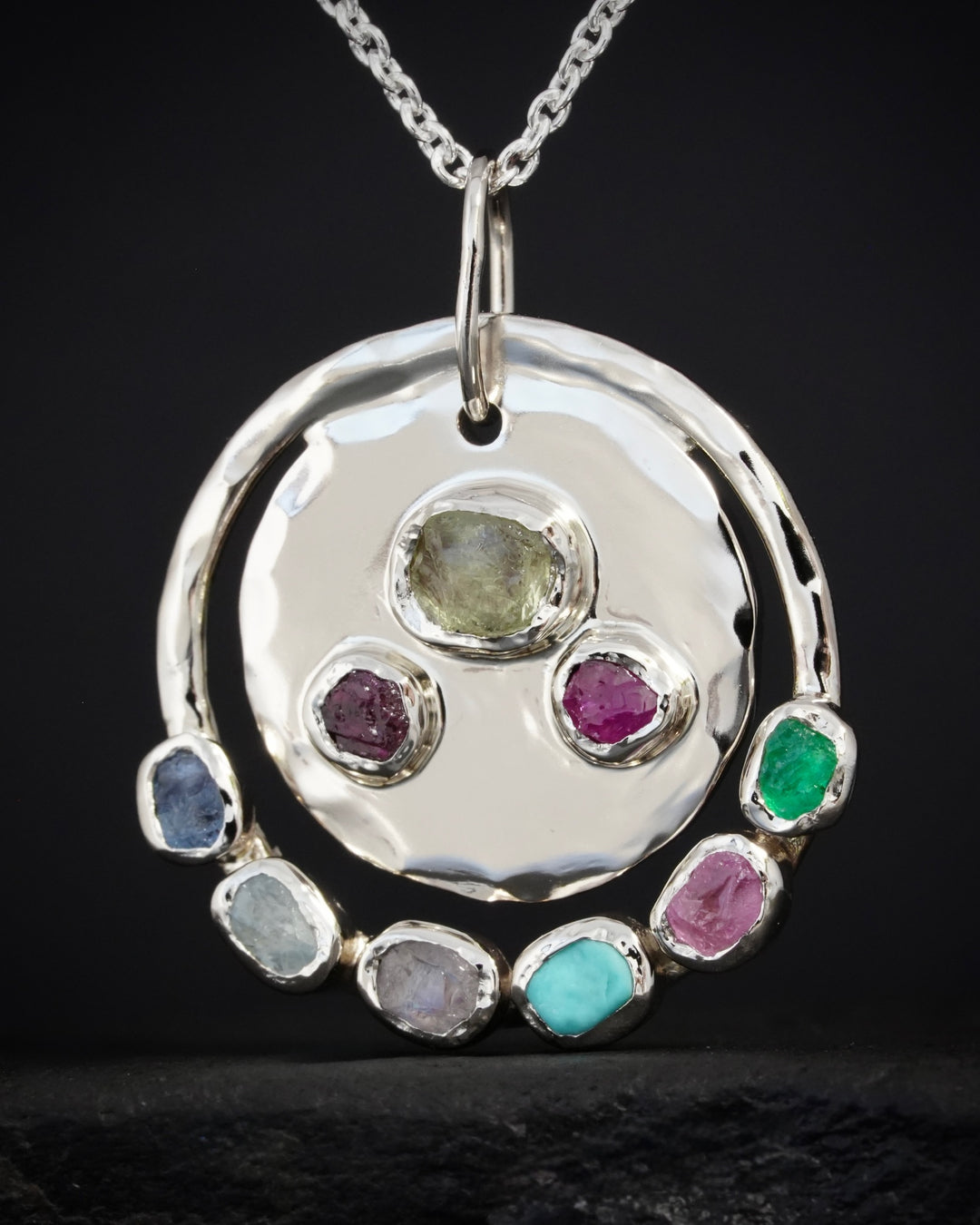 Necklace with colored stones