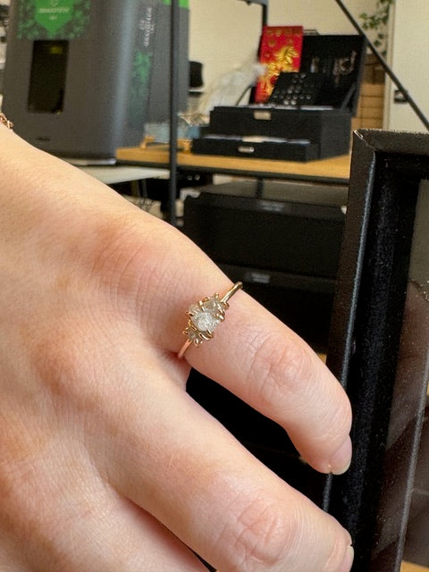 Cluster White Diamond Engagement Ring