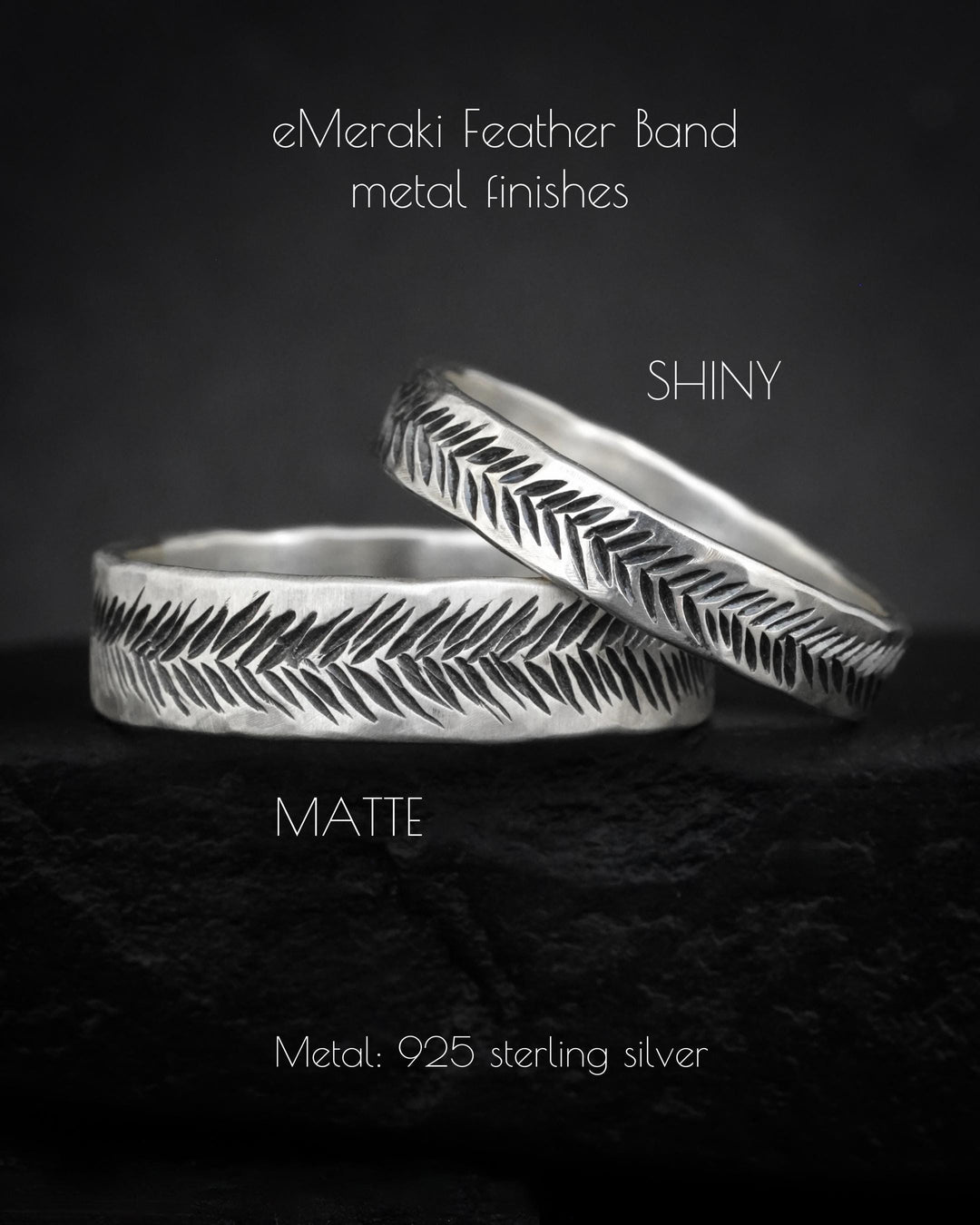 Textured Feather Wedding Band Ring