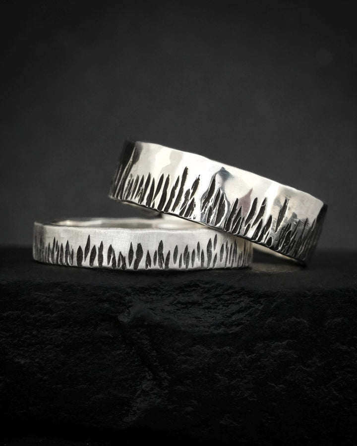 Textured Slim Flame Band