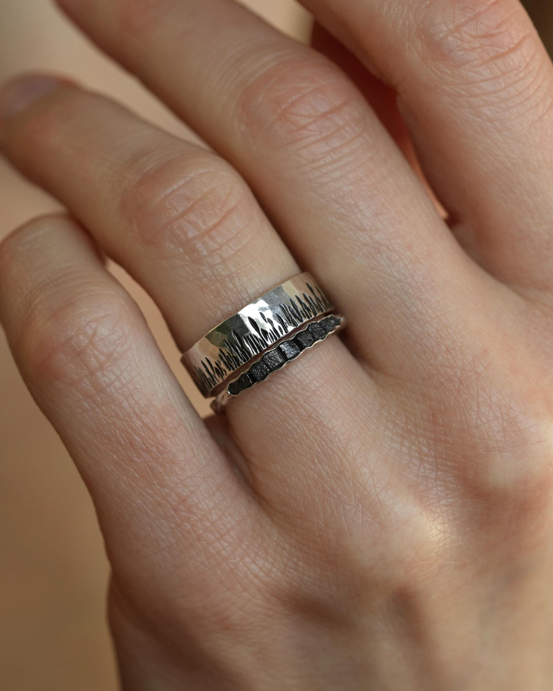 Textured Wide Flame Band Ring