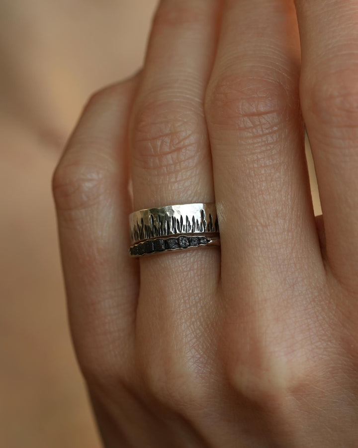 Textured Wide Flame Band Ring