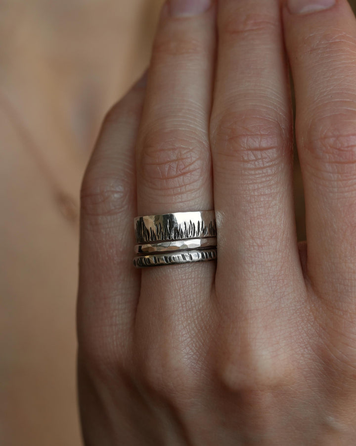 Textured Wide Flame Band Ring