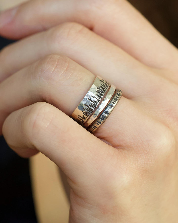 Textured Wide Flame Band Ring