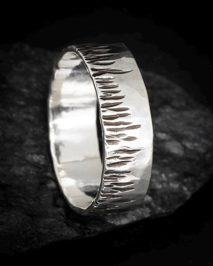 Textured Wide Flame Band Ring