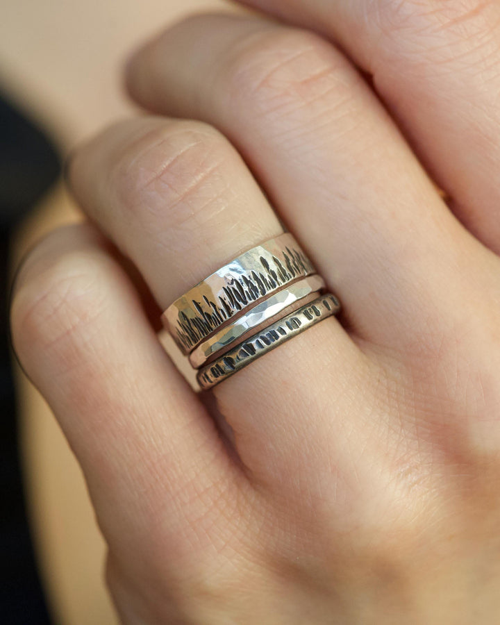 Textured Wide Flame Band Ring