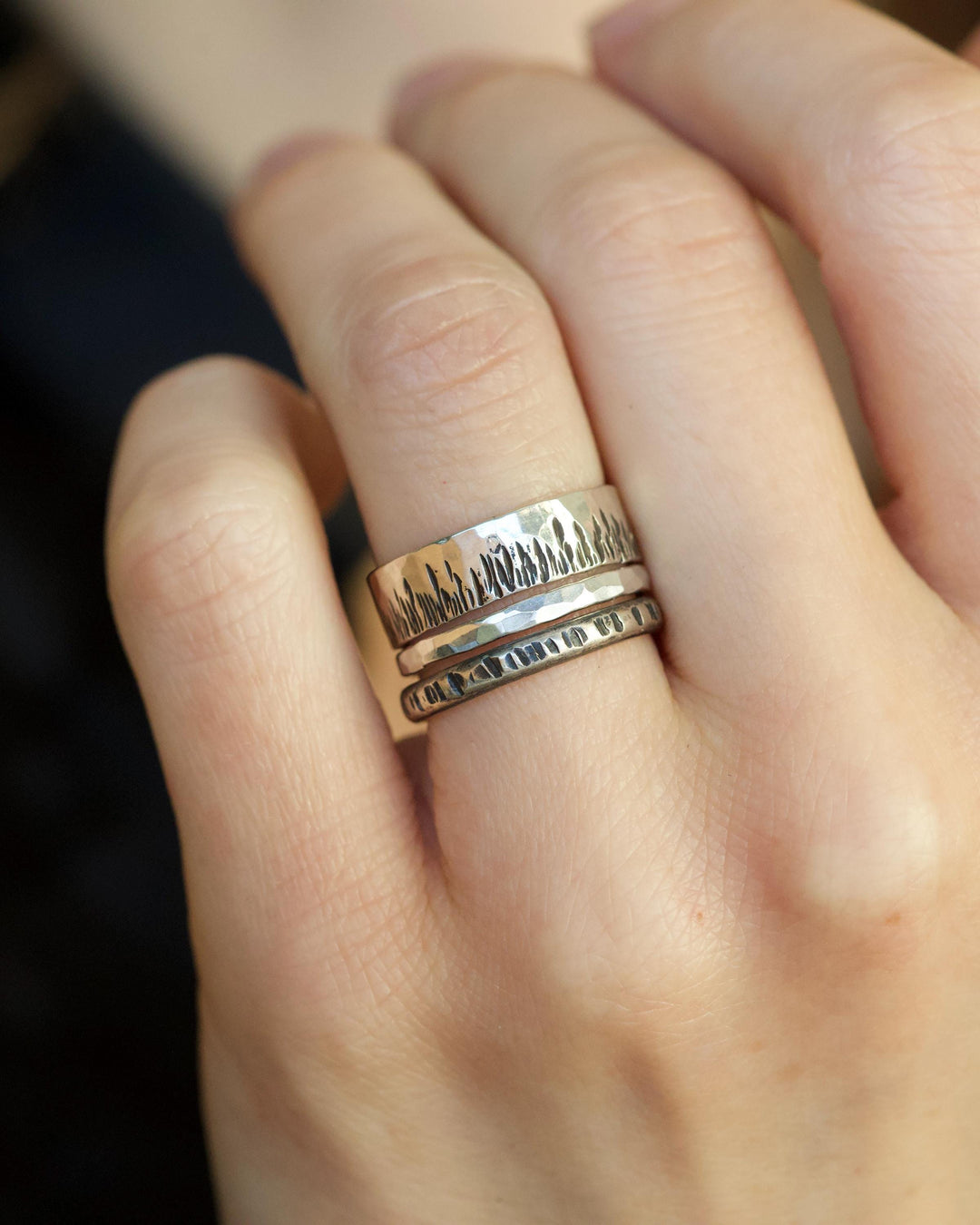 Textured Wide Flame Band Ring