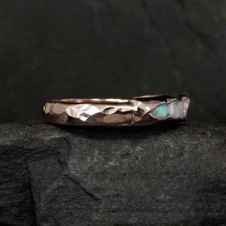 Opal Mens Gold Wedding Band