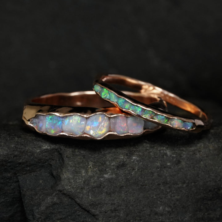 Opal Mens Gold Wedding Band