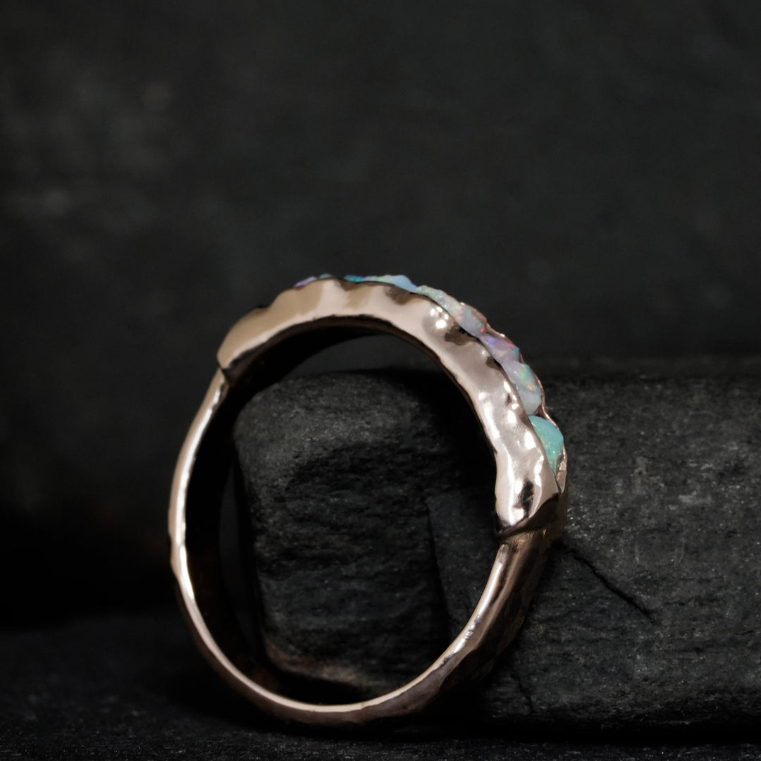 Opal Mens Gold Wedding Band