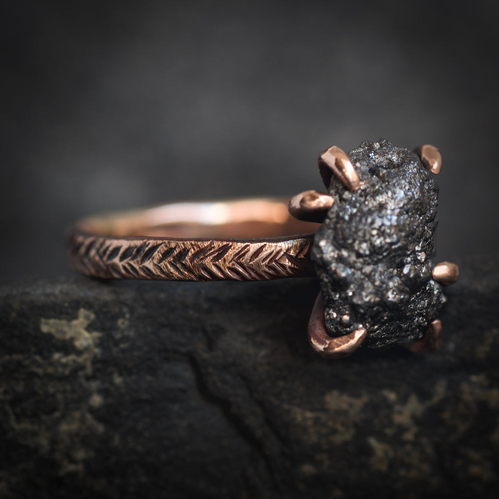 Raw Black Diamond Ring