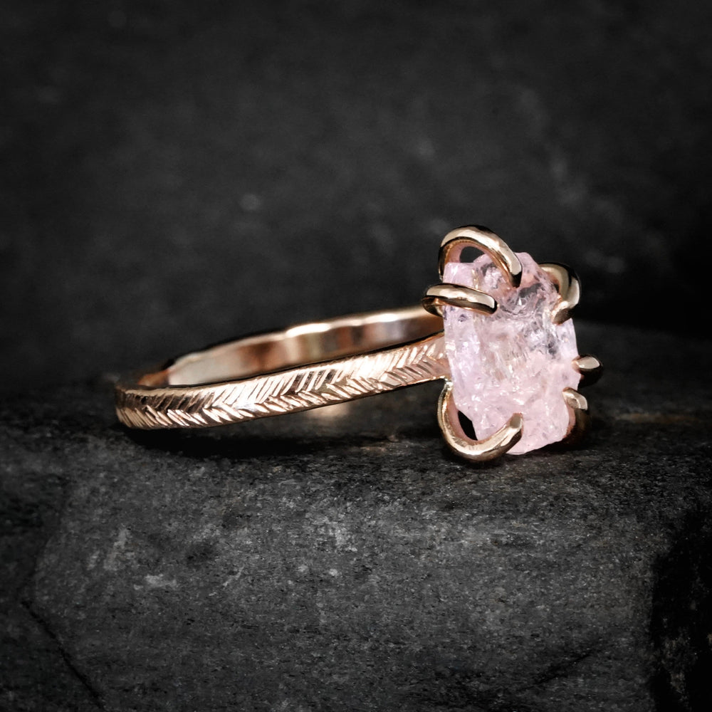 Raw Morganite Engagement Ring