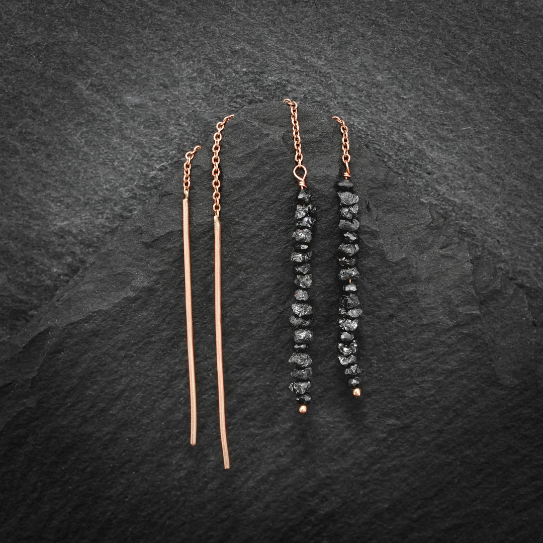 RTS Rose Gold Black Diamond Earrings