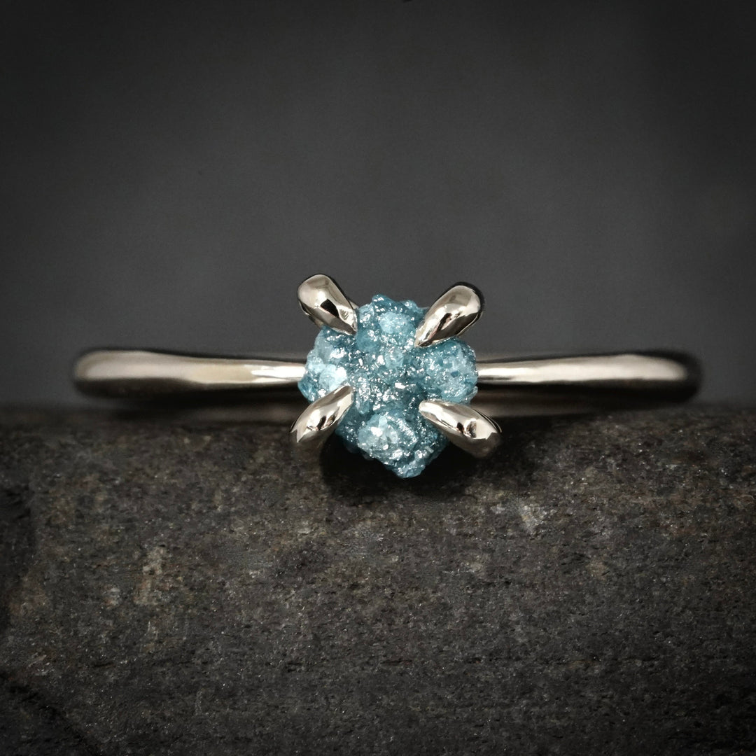 Dainty raw blue diamond ring from eMeraki Studio