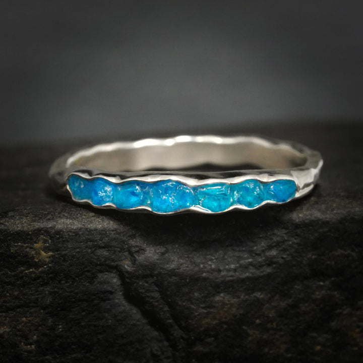 Raw Dark Blue Apatite Ring